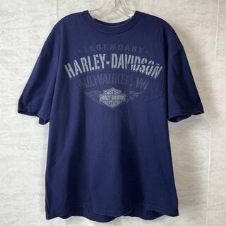 Harley Davidson - ハーレーロゴ　半袖Ｔシャツ　サイズＸＬ　コットン100％　両面ロゴ　メンズ　古着