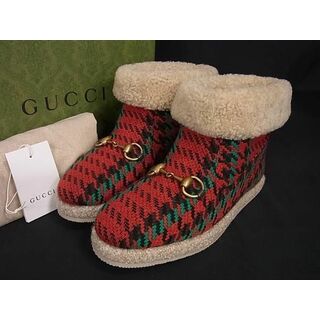 グッチ(Gucci)の■新品■未使用■ GUCCI グッチ ホースビット ムートン ショートブーツ サイズ 36(約22cm) 靴 シューズ レディース レッド系 FC3460(ブーツ)