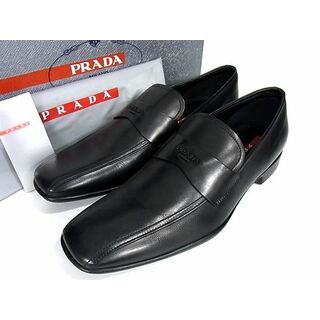 ■極美品■ PRADA プラダ プラダスポーツ レザー ローファー サイズ 9 (約28.0cm) 靴 シューズ ビジネス 紳士 メンズ ブラック系 FA0100