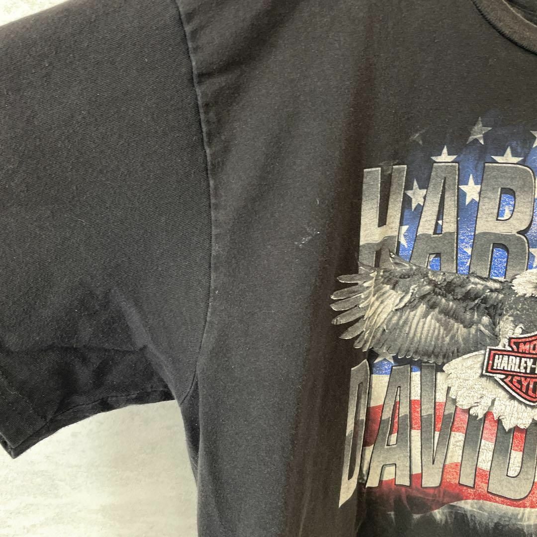Harley Davidson(ハーレーダビッドソン)のハーレーＴ　アニマルロゴ　鷲　鳥　サイズＸＬ　黒ブラック　コットンシャツ両面ロゴ メンズのトップス(Tシャツ/カットソー(半袖/袖なし))の商品写真
