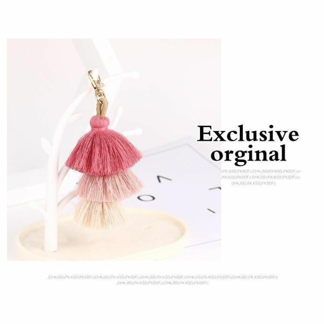 ピンク タッセル チャーム  キーホルダー カゴ バッグ レディースのファッション小物(キーホルダー)の商品写真