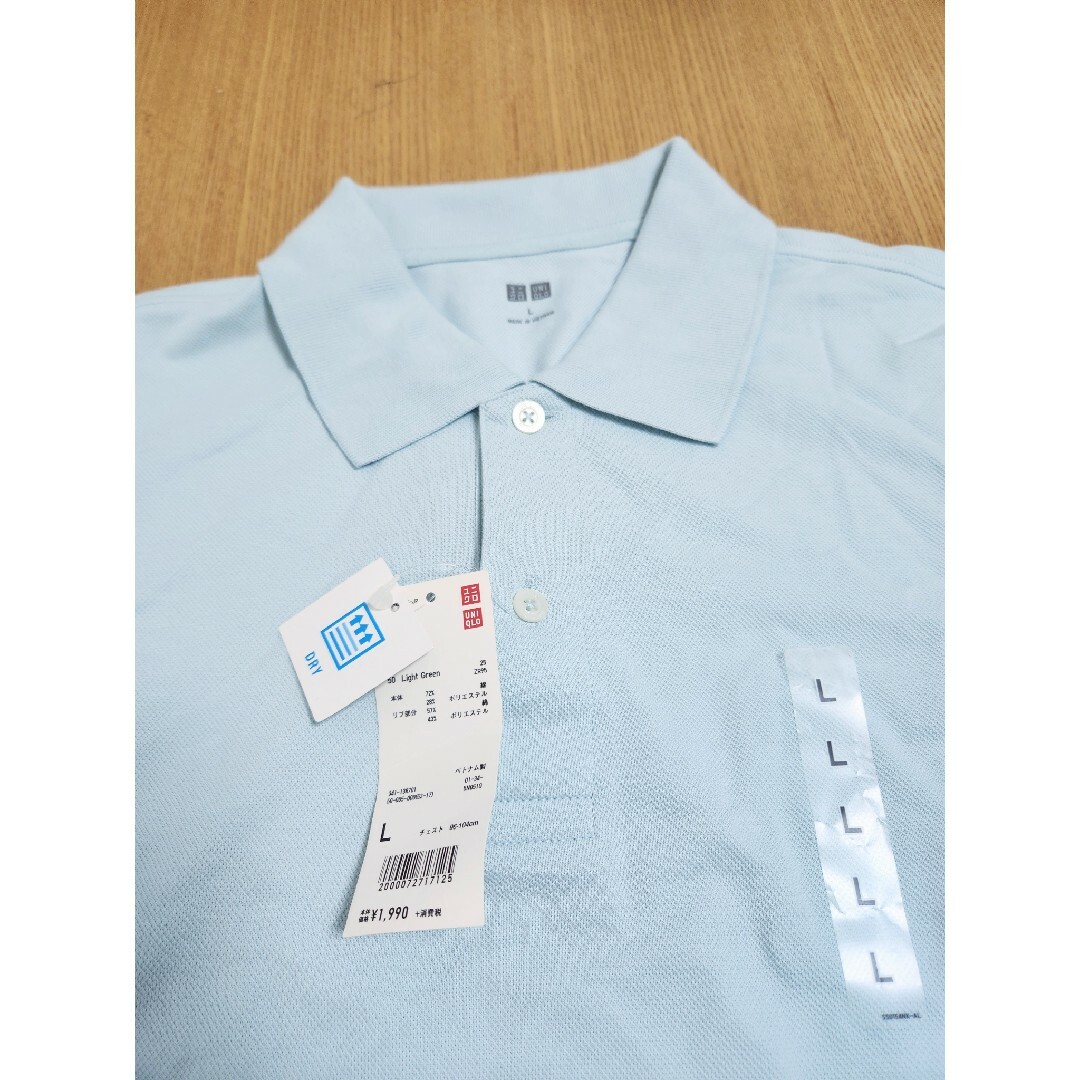 UNIQLO(ユニクロ)のユニクロドライカノコ半袖ポロシャツライトグリーンメンズL メンズのトップス(ポロシャツ)の商品写真