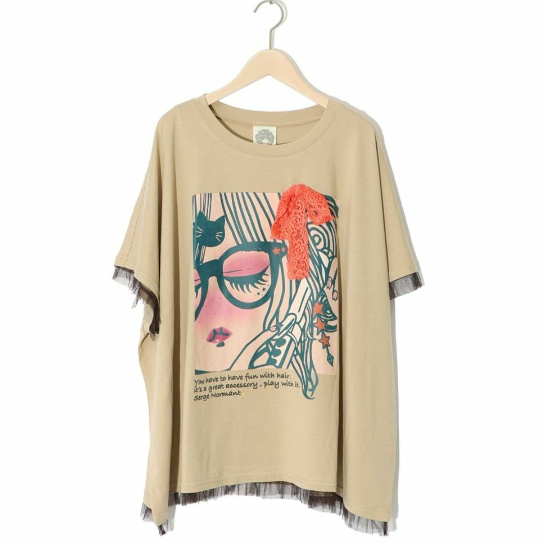 ScoLar(スカラー)のスカラー 142639：メガネスカラーちゃんプリントTシャツ レディースのトップス(Tシャツ(半袖/袖なし))の商品写真