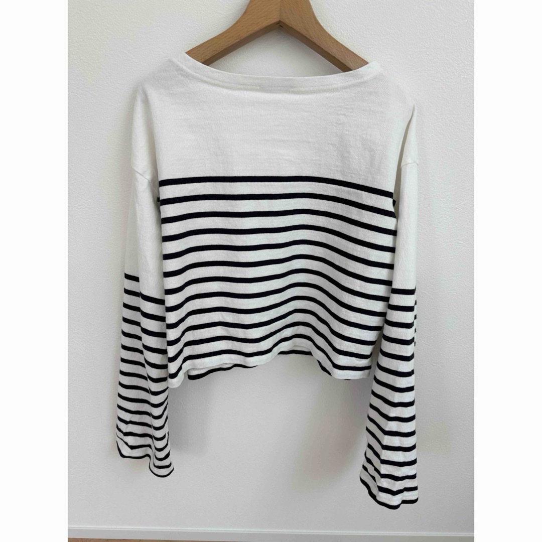 DEUXIEME CLASSE(ドゥーズィエムクラス)の一度着用★Deuxieme classe Cropped Stripe Tシャツ レディースのトップス(カットソー(長袖/七分))の商品写真