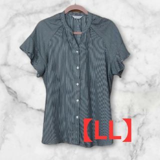 【美品☆涼】ラッフルスリーブ ブラウス シャツ(LL)(シャツ/ブラウス(半袖/袖なし))