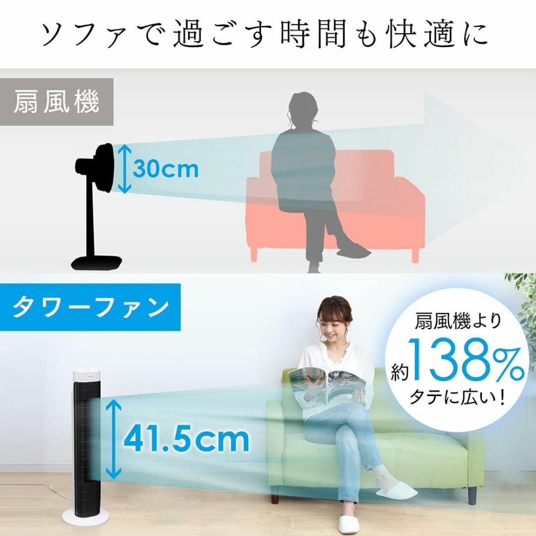 【節電対策】 アイリスオーヤマ 扇風機 タワーファン スリム 左右自動首振り パ スマホ/家電/カメラの冷暖房/空調(その他)の商品写真