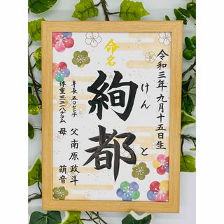 フレーム付き手書き命名書A4判　オーダー⑤(その他)