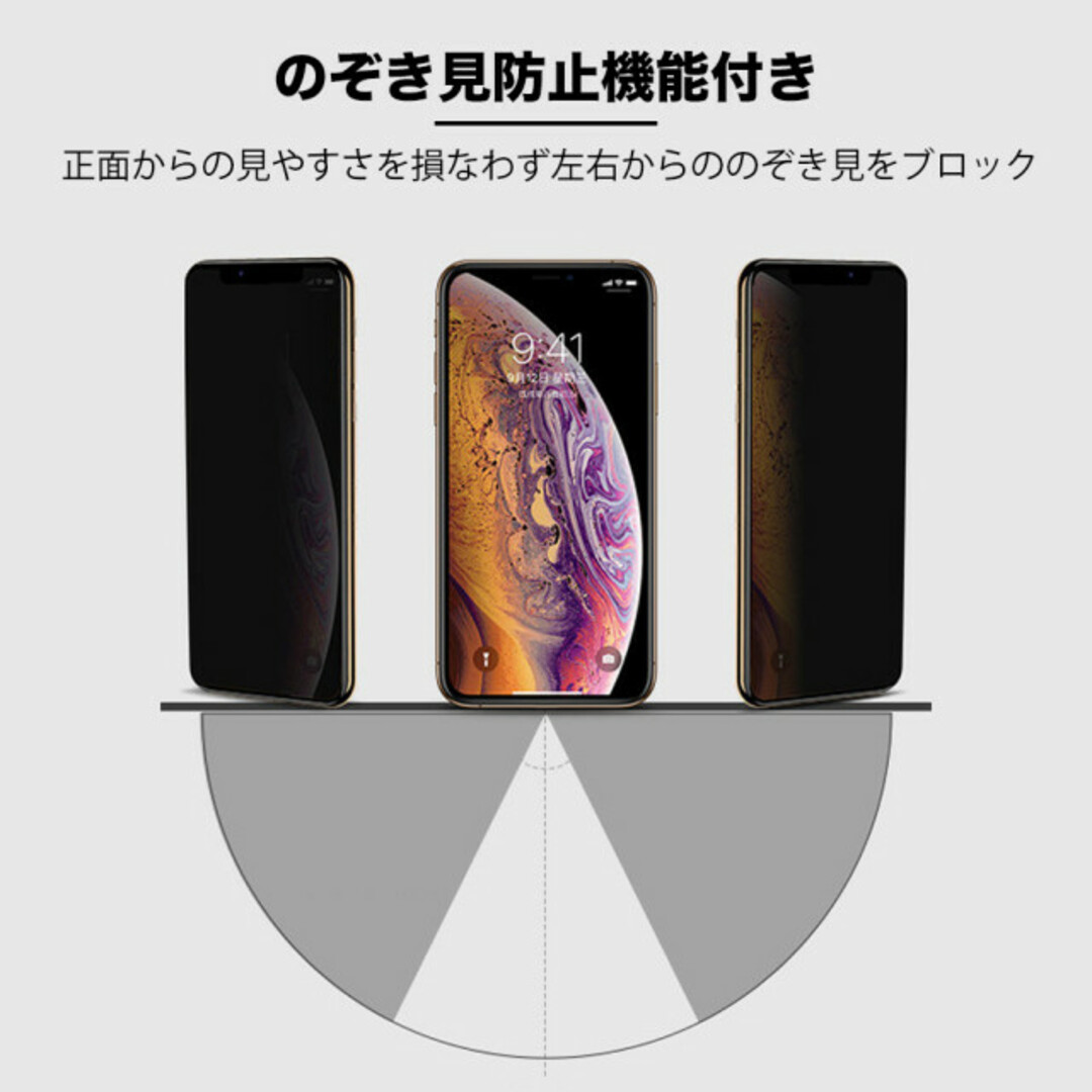 覗き見防止 プライバシー保護 ガラスフィルム 本体 iPhone13promax スマホ/家電/カメラのスマホアクセサリー(保護フィルム)の商品写真