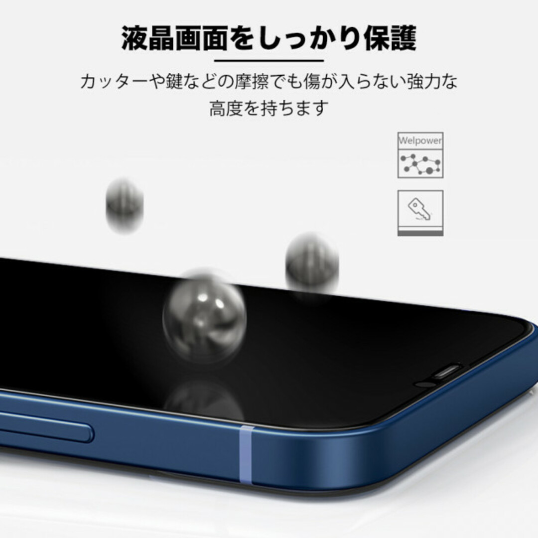 覗き見防止 プライバシー保護 ガラスフィルム 本体 iPhone13promax スマホ/家電/カメラのスマホアクセサリー(保護フィルム)の商品写真