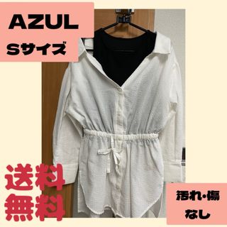 アズールバイマウジー(AZUL by moussy)の【送料無料】AZUL Sサイズ ブラウス オフショル 長袖 ホワイト ブラック(その他)