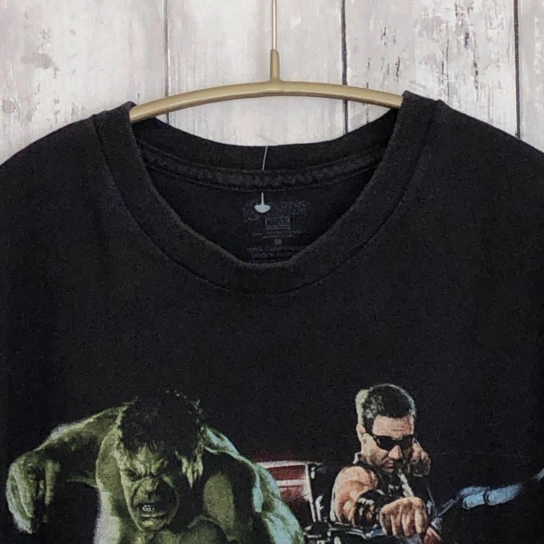 MARVEL(マーベル)のマーベル　半袖Ｔシャツ　アベンジャーズ　100％コットンシャツ　黒　メンズ　古着 メンズのトップス(Tシャツ/カットソー(半袖/袖なし))の商品写真