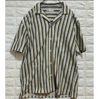 ザラ(ZARA)の【ZARA】新品未使用 テクスチャーストライプシャツ オープンカラーシャツ 半袖(シャツ)