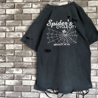 ヘインズ(Hanes)の鬼フェードグランジボロtシャツTシャツスパイダーデザインダメージオーバーサイズ(Tシャツ/カットソー(半袖/袖なし))