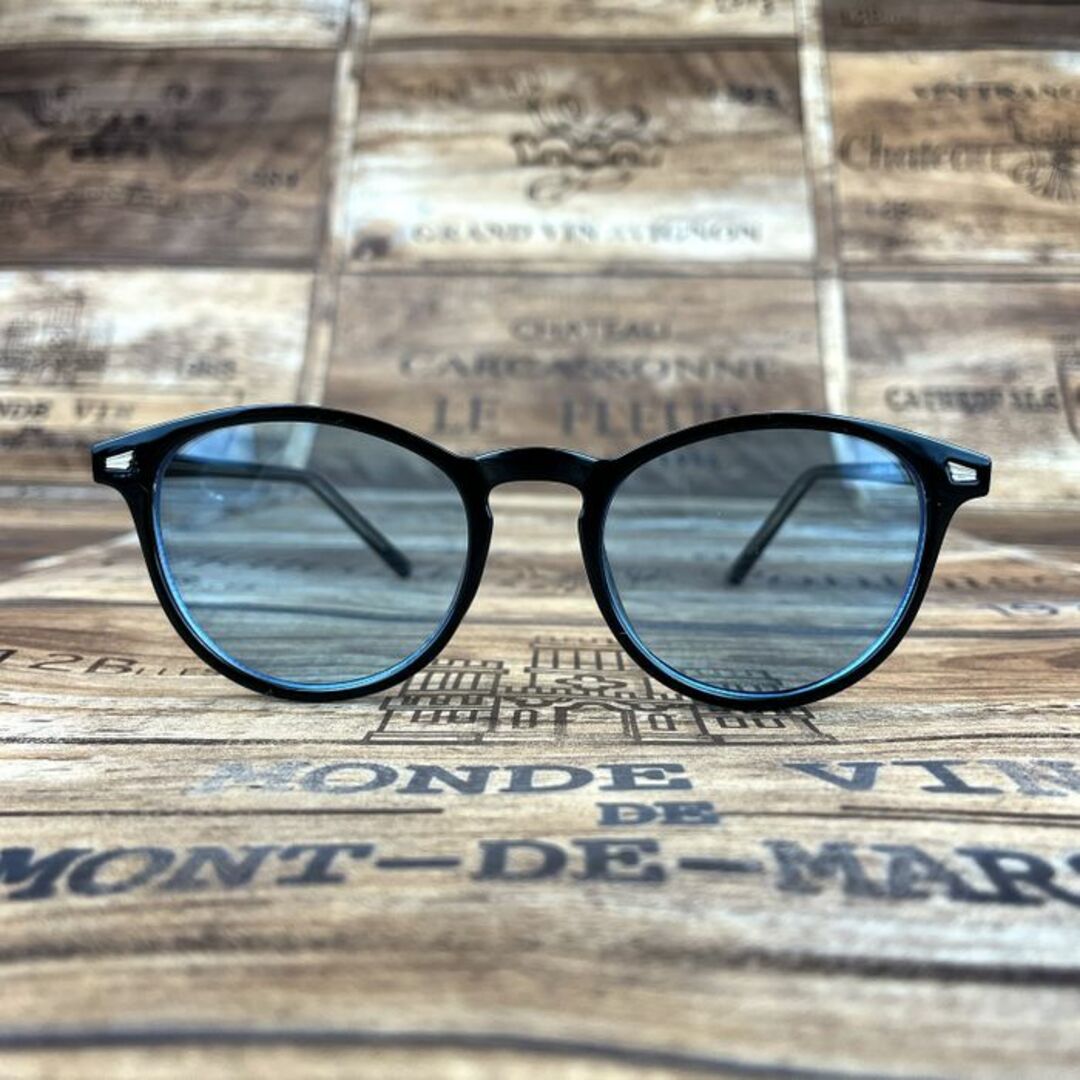 バイカーシェード ボストン ウエリントン 眼鏡 サングラス ライトブルー メンズのファッション小物(サングラス/メガネ)の商品写真