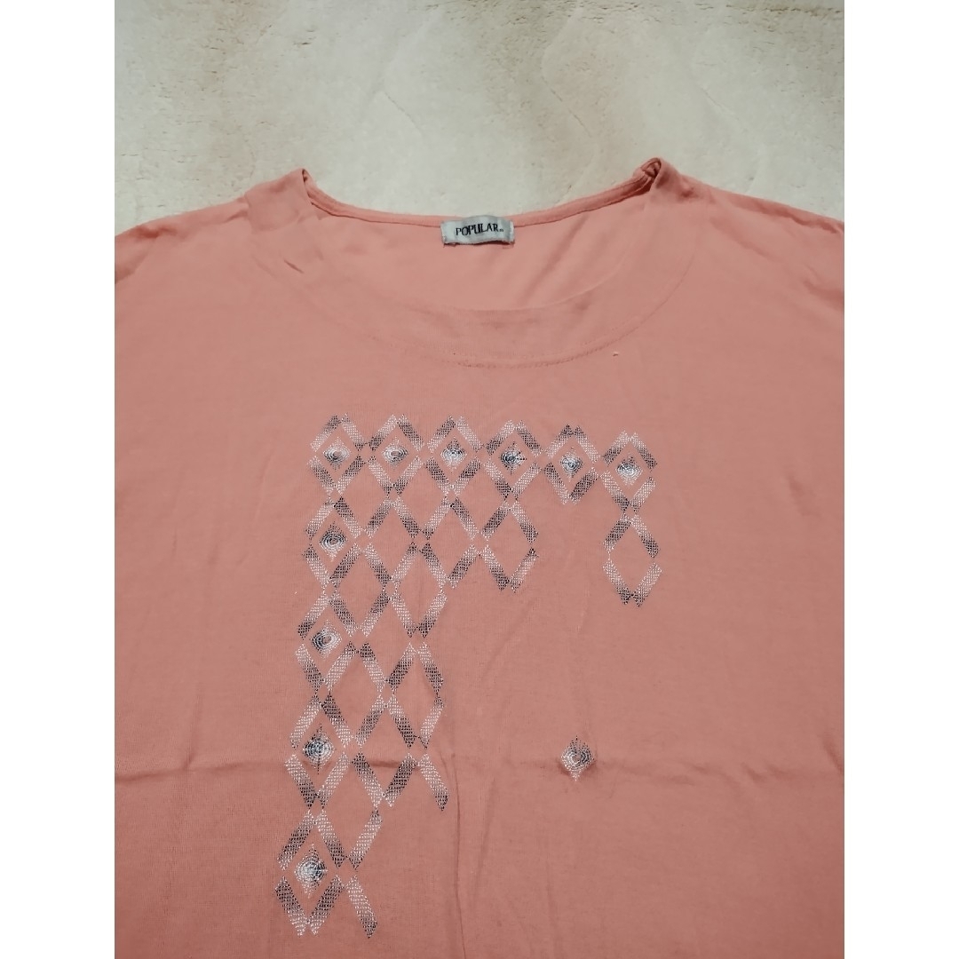 しまむら(シマムラ)のレディース　Tシャツ　トップス　春夏　オレンジ　トレーニング　ルームウェア レディースのトップス(カットソー(半袖/袖なし))の商品写真