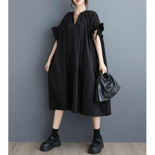 大きいサイズ レディース ワンピース　春夏 秋 新品 半袖　超ゆったり(ひざ丈ワンピース)