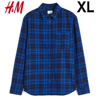 新品 H&M フランネル チェックシャツ ブルー XL