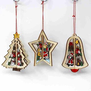 クリスマス 飾り 木製 オーナメント 3種セット //b19