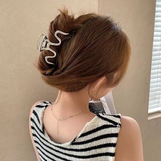 バンスクリップ 大きめ レディース ヘアアクセサリー シルバー ウェーブ 波(バレッタ/ヘアクリップ)