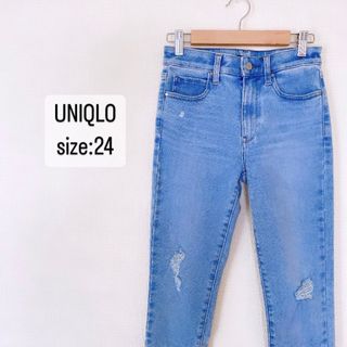 ユニクロ(UNIQLO)のUNIQLO  ウルトラストレッチスキニーハイライズジーンズ　ブルー　24(デニム/ジーンズ)