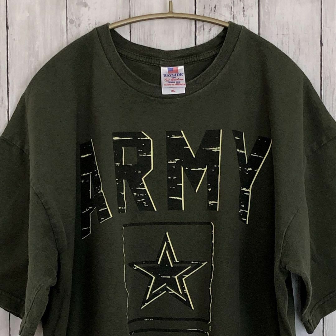 USARMY　半袖Ｔシャツ　緑カーキ　メイドインUSA　サイズＸＬ　アメリカ古着 メンズのトップス(Tシャツ/カットソー(半袖/袖なし))の商品写真