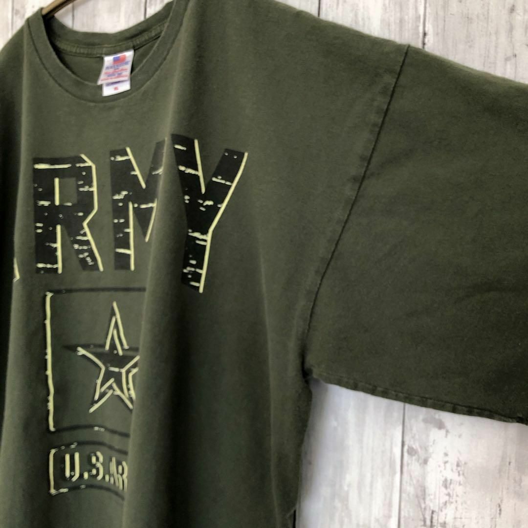 USARMY　半袖Ｔシャツ　緑カーキ　メイドインUSA　サイズＸＬ　アメリカ古着 メンズのトップス(Tシャツ/カットソー(半袖/袖なし))の商品写真