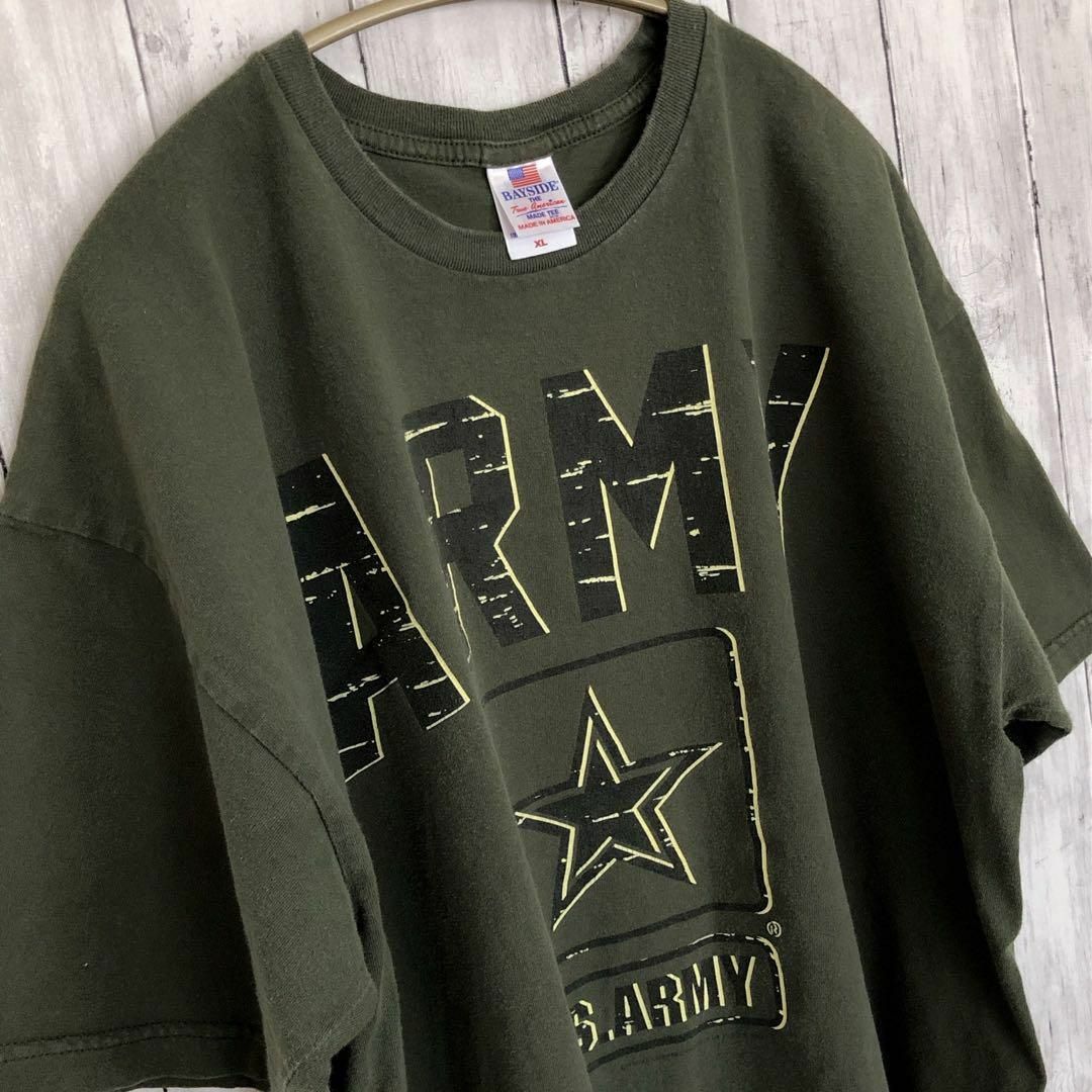 USARMY　半袖Ｔシャツ　緑カーキ　メイドインUSA　サイズＸＬ　アメリカ古着 メンズのトップス(Tシャツ/カットソー(半袖/袖なし))の商品写真
