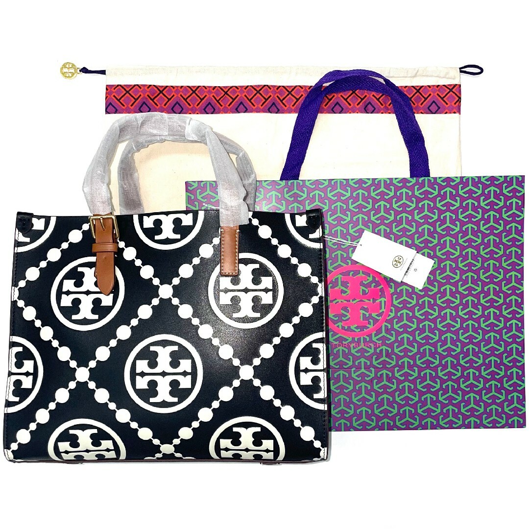 Tory Burch(トリーバーチ)のトリーバーチ Tモノグラム コントラスト エンボス スモールトート ブラック レディースのバッグ(トートバッグ)の商品写真