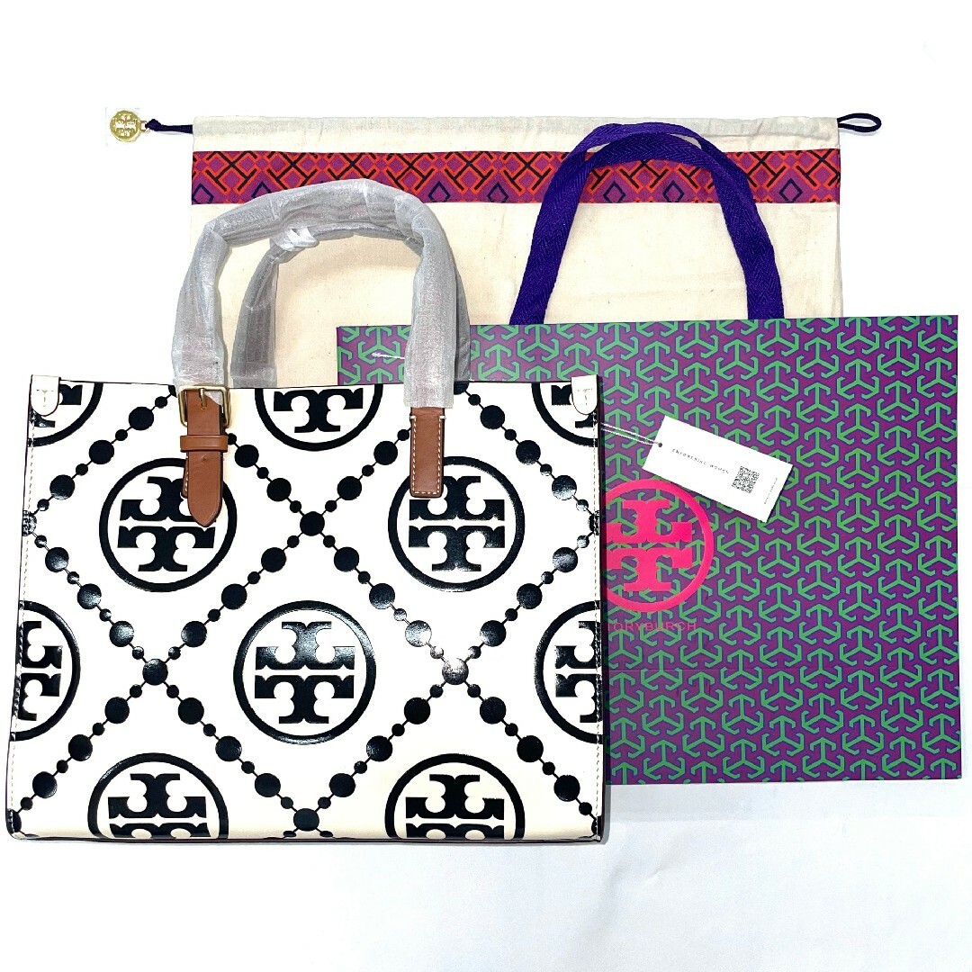 Tory Burch(トリーバーチ)のトリーバーチ Tモノグラム コントラスト エンボス スモールトート ブラック レディースのバッグ(トートバッグ)の商品写真