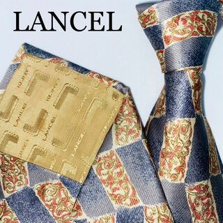 ランセル(LANCEL)のLANCEL ランセル　シルクネクタイ　光沢　スクエア柄　日本製　シルク100%(ネクタイ)