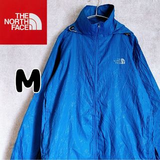 ザノースフェイス(THE NORTH FACE)のノースフェイス　ジップアップ　ナイロンジャケット　青　Mサイズ　古着(ナイロンジャケット)