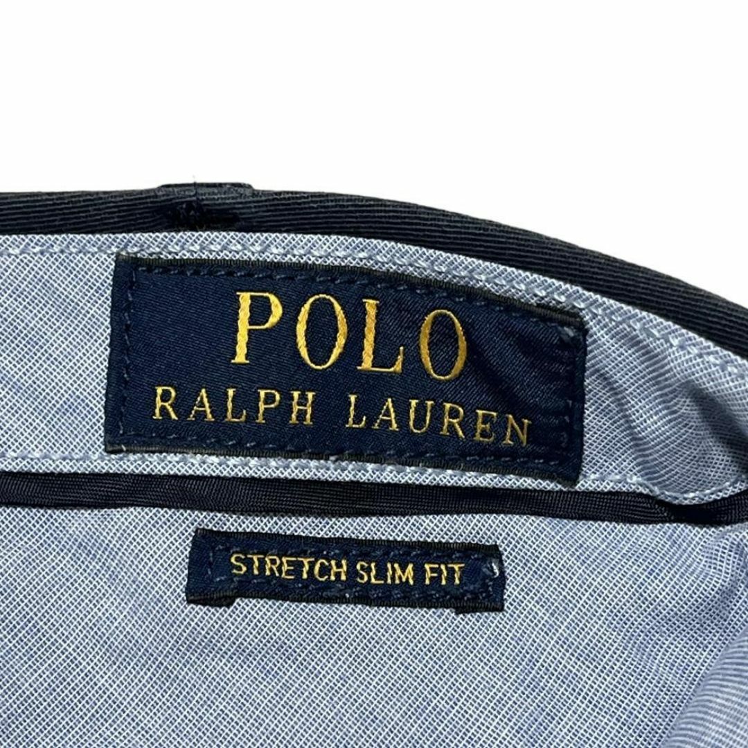 POLO RALPH LAUREN(ポロラルフローレン)のポロラルフローレン W32 パンツ チノパン スリム ネイビー ロゴ h42 メンズのパンツ(チノパン)の商品写真