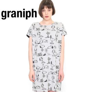 グラニフ(Design Tshirts Store graniph)の極美品　グラニフ　graniph　スヌーピー　コラボ　ワンピース　フリーサイズ(ひざ丈ワンピース)