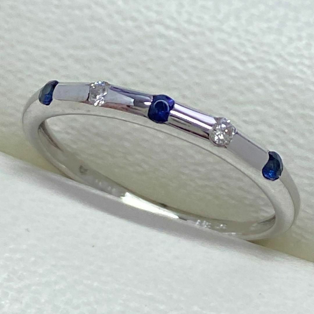 K18WG　天然サファイアリング　ダイヤモンド入り　サイズ5.5号　18金 レディースのアクセサリー(リング(指輪))の商品写真