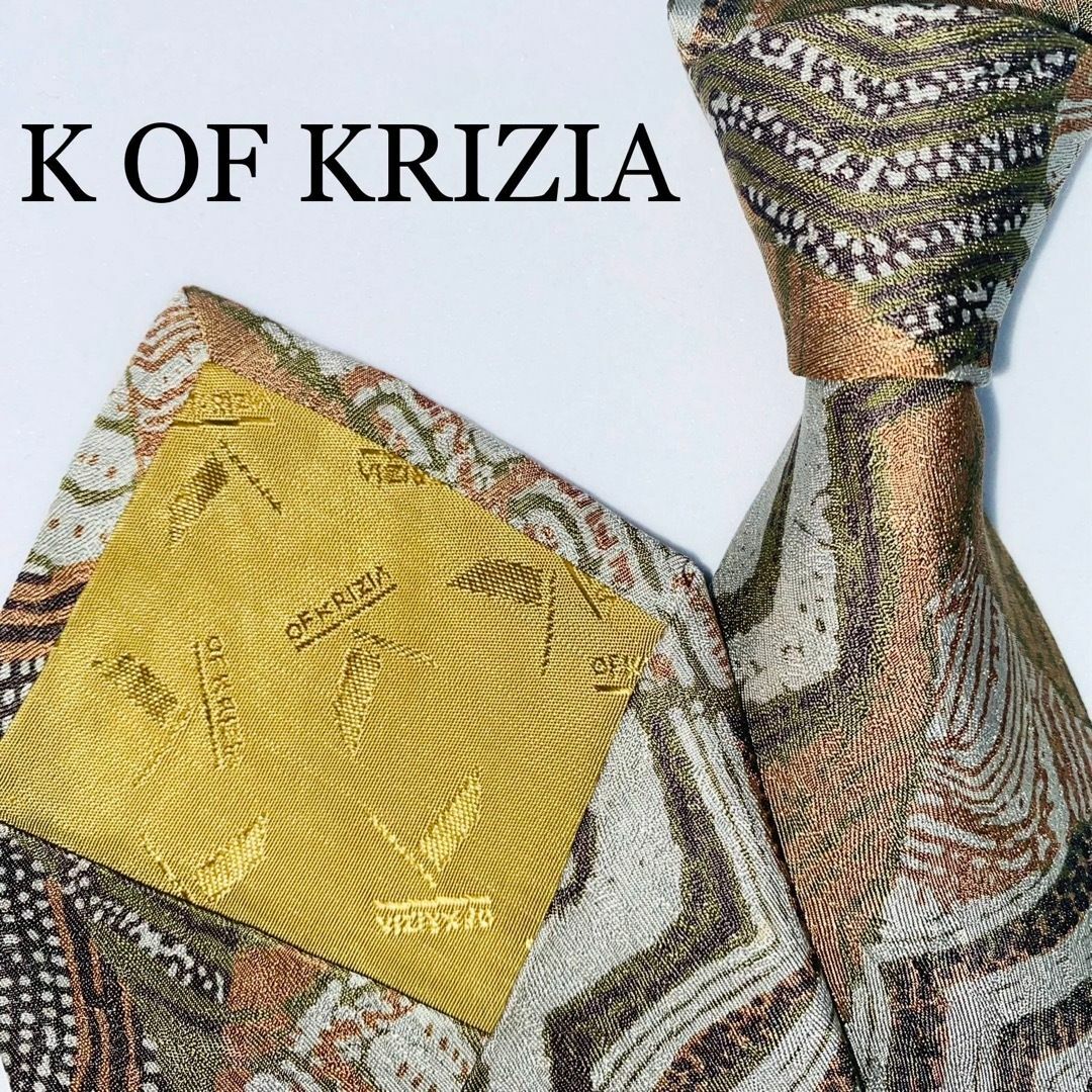 KRIZIA(クリツィア)のK OF KRIZIA シルクネクタイ　高級感　シルク100% 総柄　グレー メンズのファッション小物(ネクタイ)の商品写真