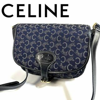 セリーヌ(celine)の【美品】CELINE 肩掛けショルダーバッグ ヴィンテージ ネイビー イタリア製(ショルダーバッグ)