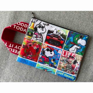 スヌーピー(SNOOPY)のハンドメイド　持ち手付き20㎝ファスナーぺたんこポーチ　SA(ポーチ)