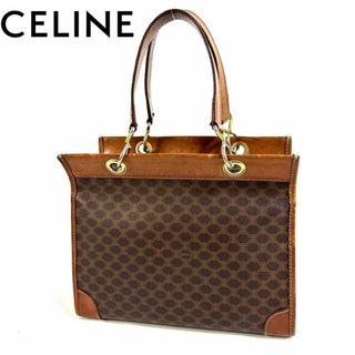 セリーヌ(celine)の【美品】CELINE レザー ハンドバッグ マカダム ヴィンテージ イタリア製(トートバッグ)