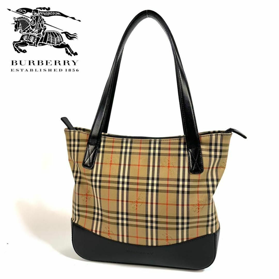 BURBERRY(バーバリー)の【極美品】BURBERRY ノバチェック ハンドバッグ ブラック ブラウン レディースのバッグ(トートバッグ)の商品写真