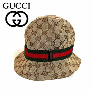 グッチ(Gucci)の【美品】GUCCI シェリー キャンバ バケットハット GG L イタリア製(ハット)