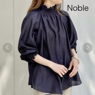 ノーブル(Noble)の【ジャンク】Noble「シャーリングシアーブラウス」ネイビー(シャツ/ブラウス(長袖/七分))