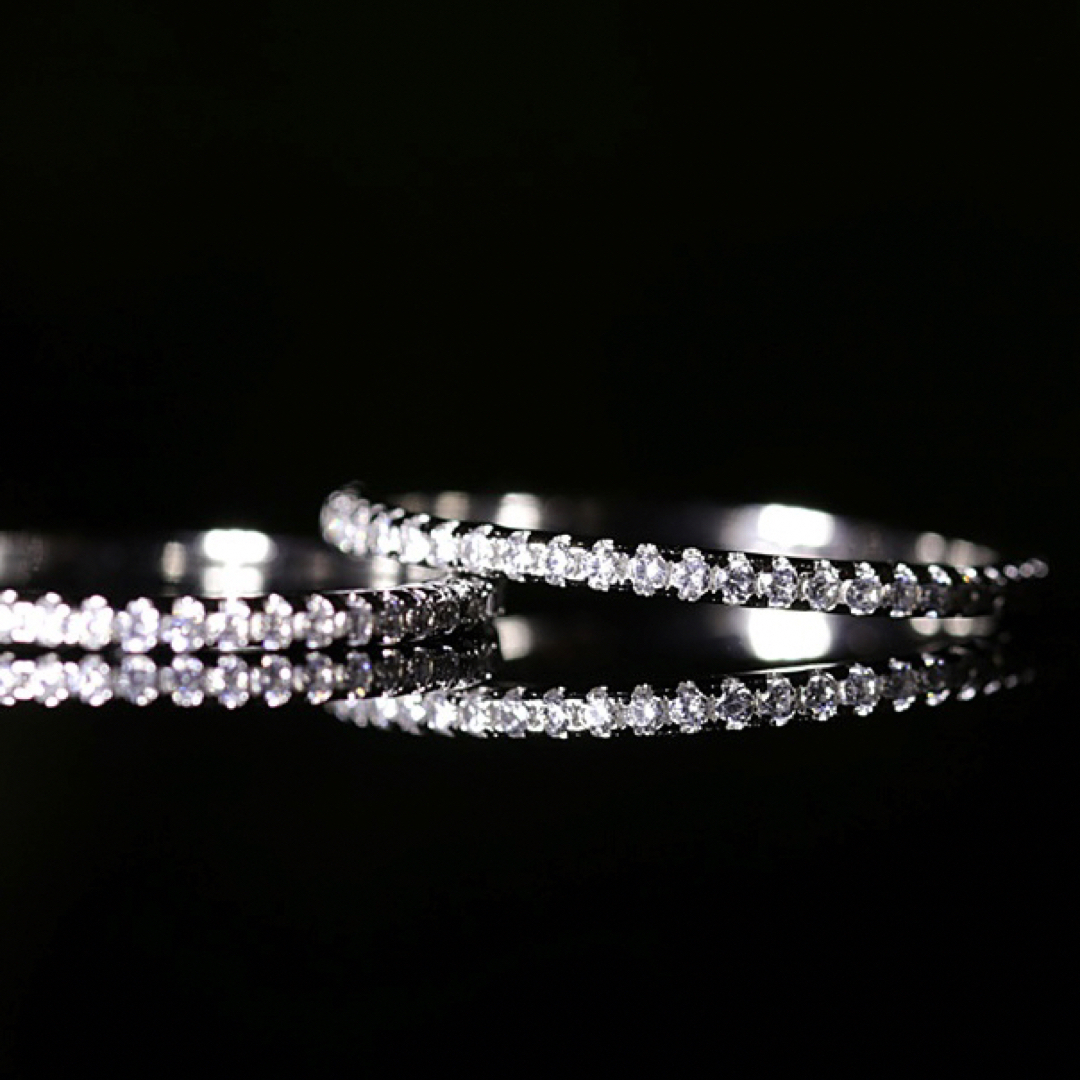 高級 小粒 ジルコン 華奢 シルバー S925 フルエタニティ リング レディースのアクセサリー(リング(指輪))の商品写真