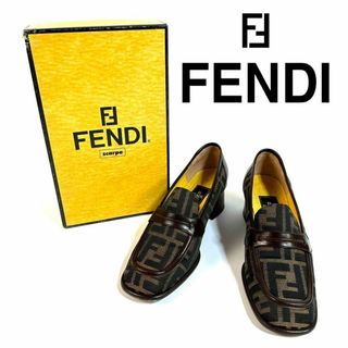 FENDI - 【美品】FENDI ズッカ ローファー チャンキーヒールモカシン 37イタリア製