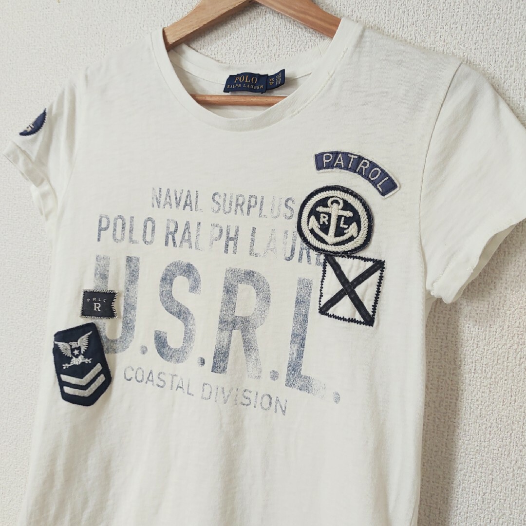 POLO RALPH LAUREN(ポロラルフローレン)の【ポロ ラルフローレン】Tシャツ　XSサイズ　半袖　シャツ　オフホワイト レディースのトップス(Tシャツ(半袖/袖なし))の商品写真