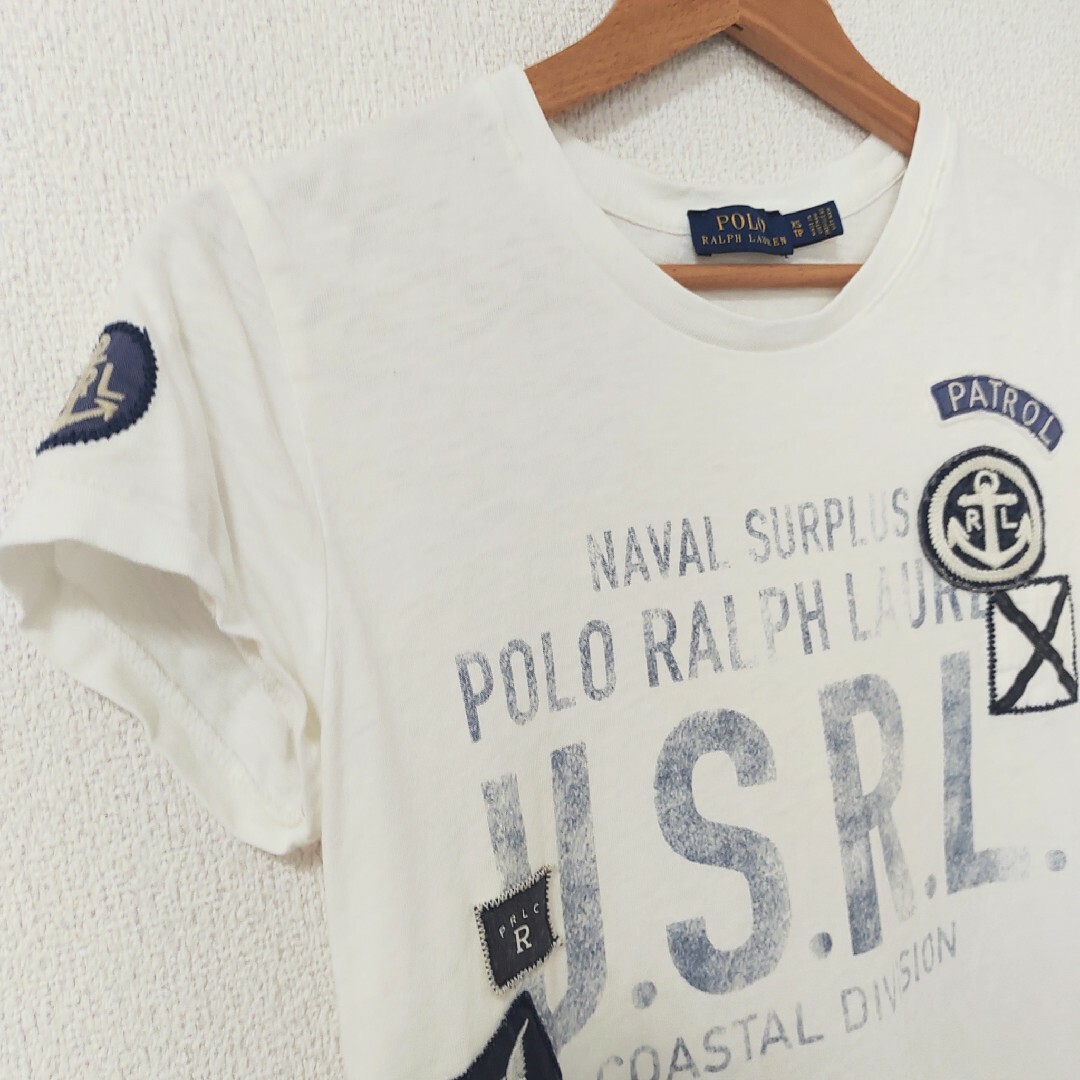 POLO RALPH LAUREN(ポロラルフローレン)の【ポロ ラルフローレン】Tシャツ　XSサイズ　半袖　シャツ　オフホワイト レディースのトップス(Tシャツ(半袖/袖なし))の商品写真