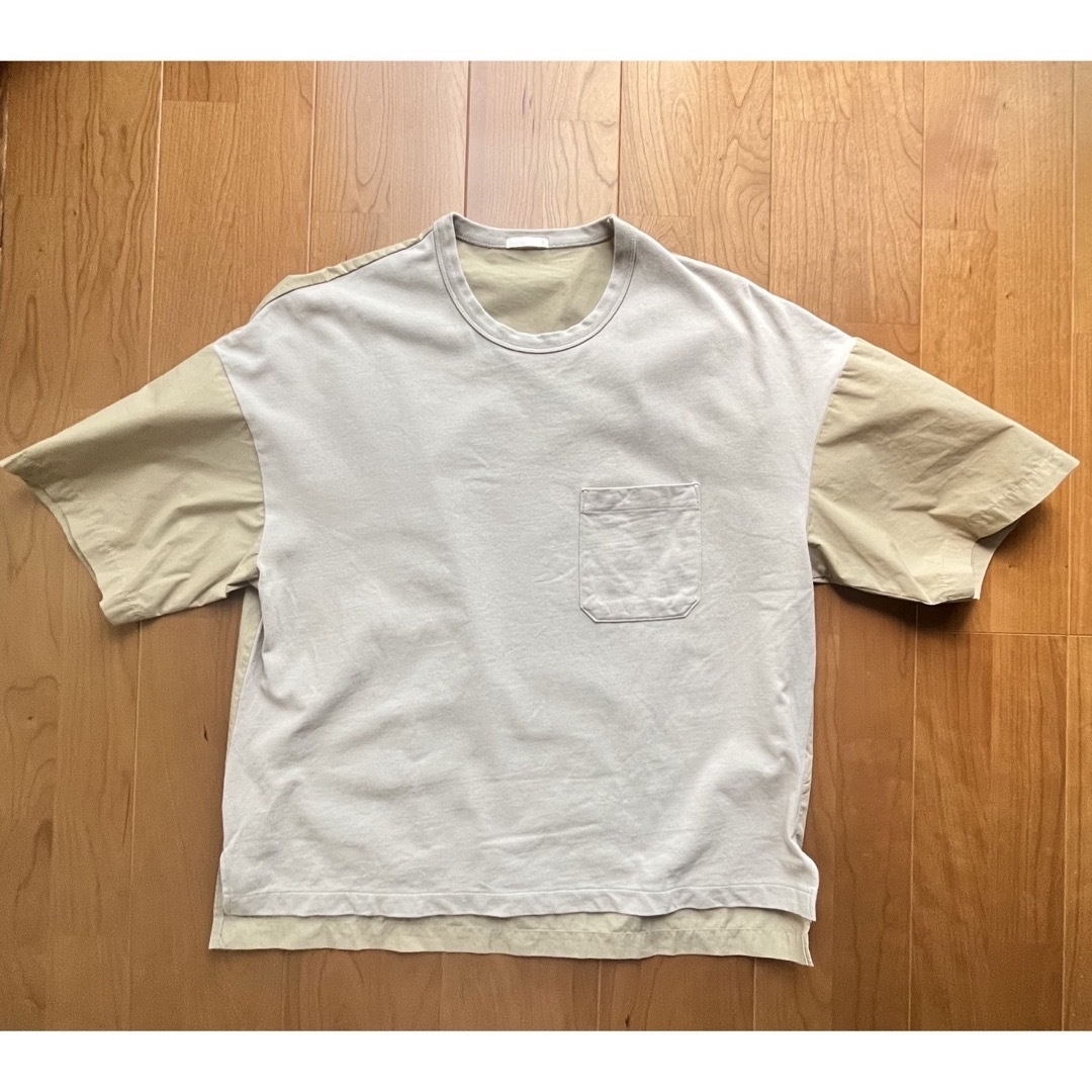 GU(ジーユー)のGU　ワイドフィットTシャツ　異素材Tシャツ　S メンズのトップス(Tシャツ/カットソー(半袖/袖なし))の商品写真