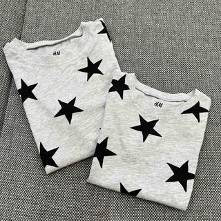 エイチアンドエム(H&M)の半袖Tシャツ　兄弟セット　スター　ブラック(Tシャツ/カットソー)