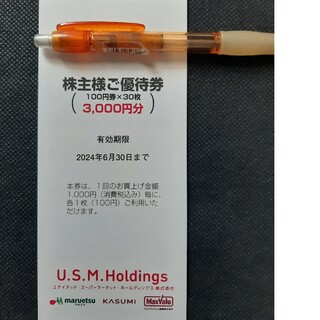 ユナイテッド・スーパーマーケット・HD 株主優待券3000円分 -2024/6