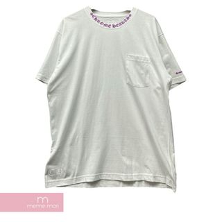 クロムハーツ(Chrome Hearts)のCHROME HEARTS Neck Logo Tee クロムハーツ ネックロゴTシャツ 半袖カットソー ポケT プリント ホワイト×パープル サイズXL 【240517】【新古品】【me04】(Tシャツ/カットソー(半袖/袖なし))