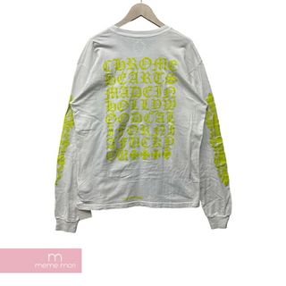 クロムハーツ(Chrome Hearts)のCHROME HEARTS Lettering Back Print Long Sleeve Tee クロムハーツ レタリングバックプリントロングスリーブTシャツ 長袖カットソー 胸ポケット バックプリント ホワイト×ネオンイエロー サイズXL【240517】【新古品】【me04】(Tシャツ/カットソー(半袖/袖なし))